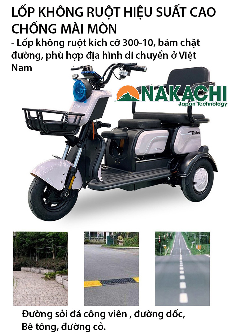 địa hình di chuyển Xe Điện 3 Bánh Nakachi NC-X03